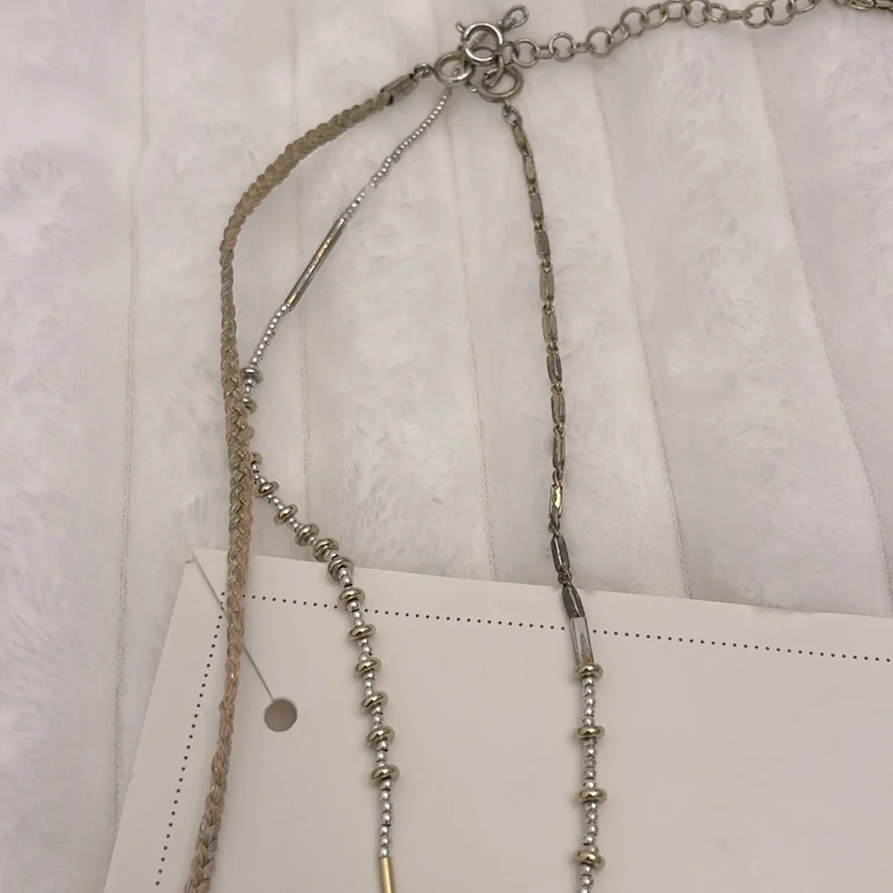 Stella and Dot Riad 7-in-1 or 3-in-1 layered rose quartz tassel Necklace EUC - Picture 7 of 10